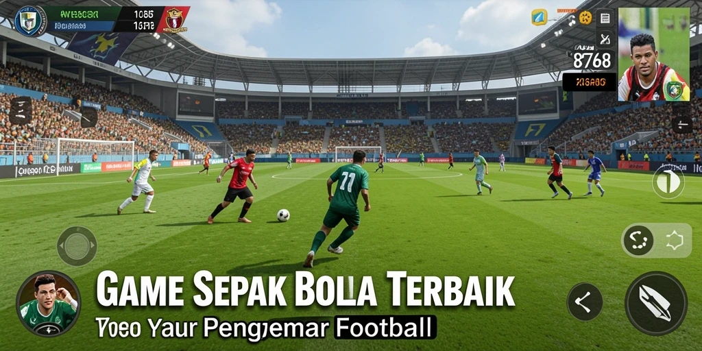 Tangkapan layar utama 8768 menampilkan aksi seru di lapangan sepak bola.