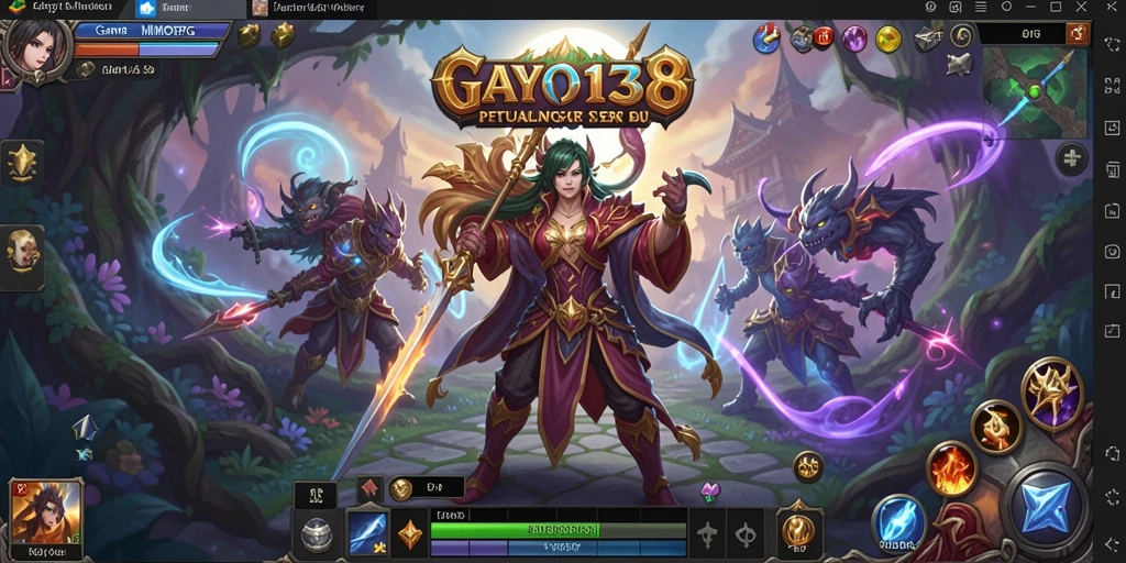 Screenshot menampilkan grafik menakjubkan dan pertarungan epik MMORPG.