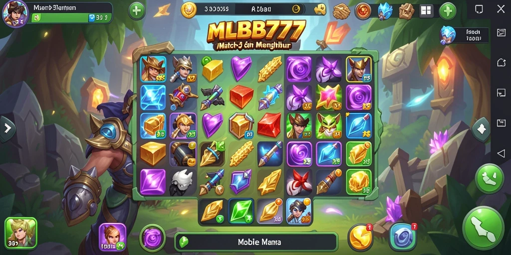 Tampilan gameplay MLBB777 dengan grafis cerah dan objek yang mencolok.