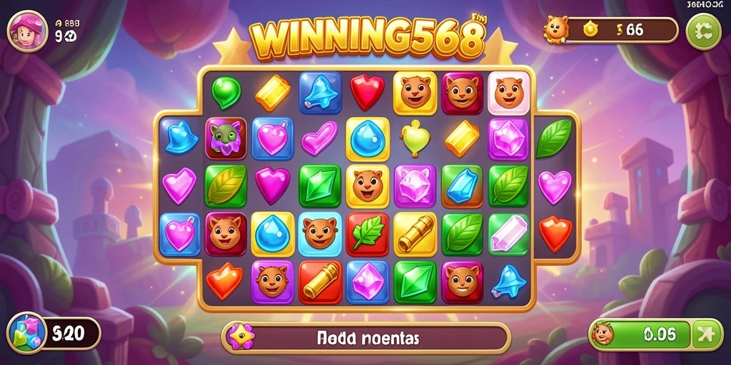 Tampilan menarik dari gameplay Match-3 di WINNING568.
